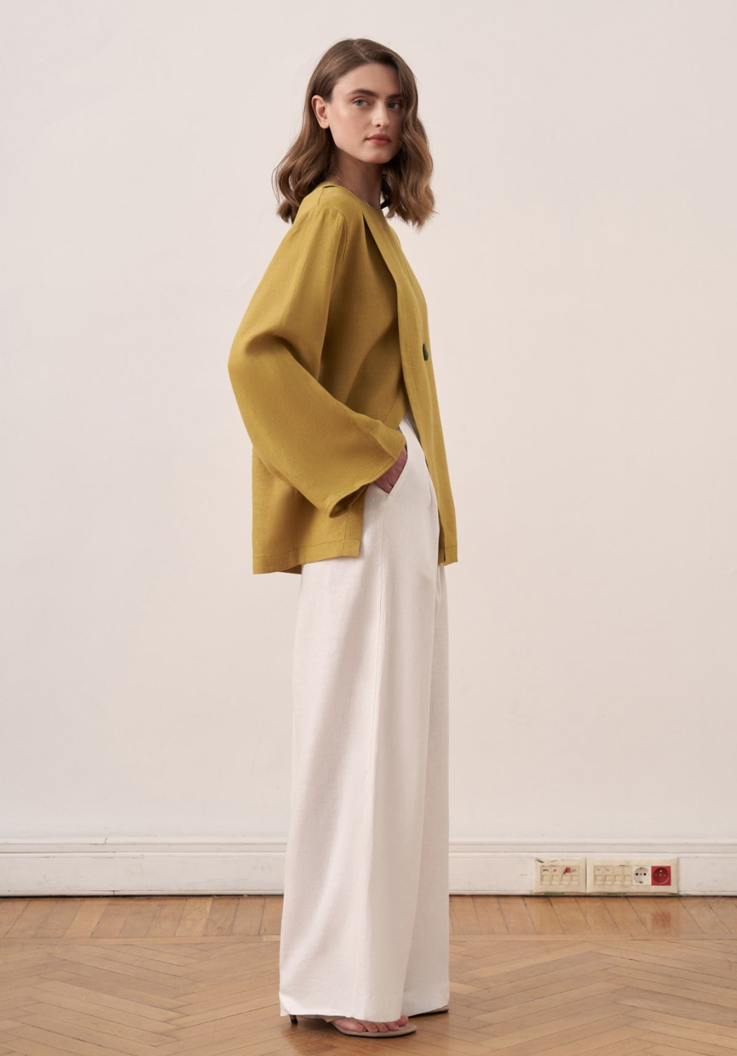 Aliza Belted Linen Blouse - Olive