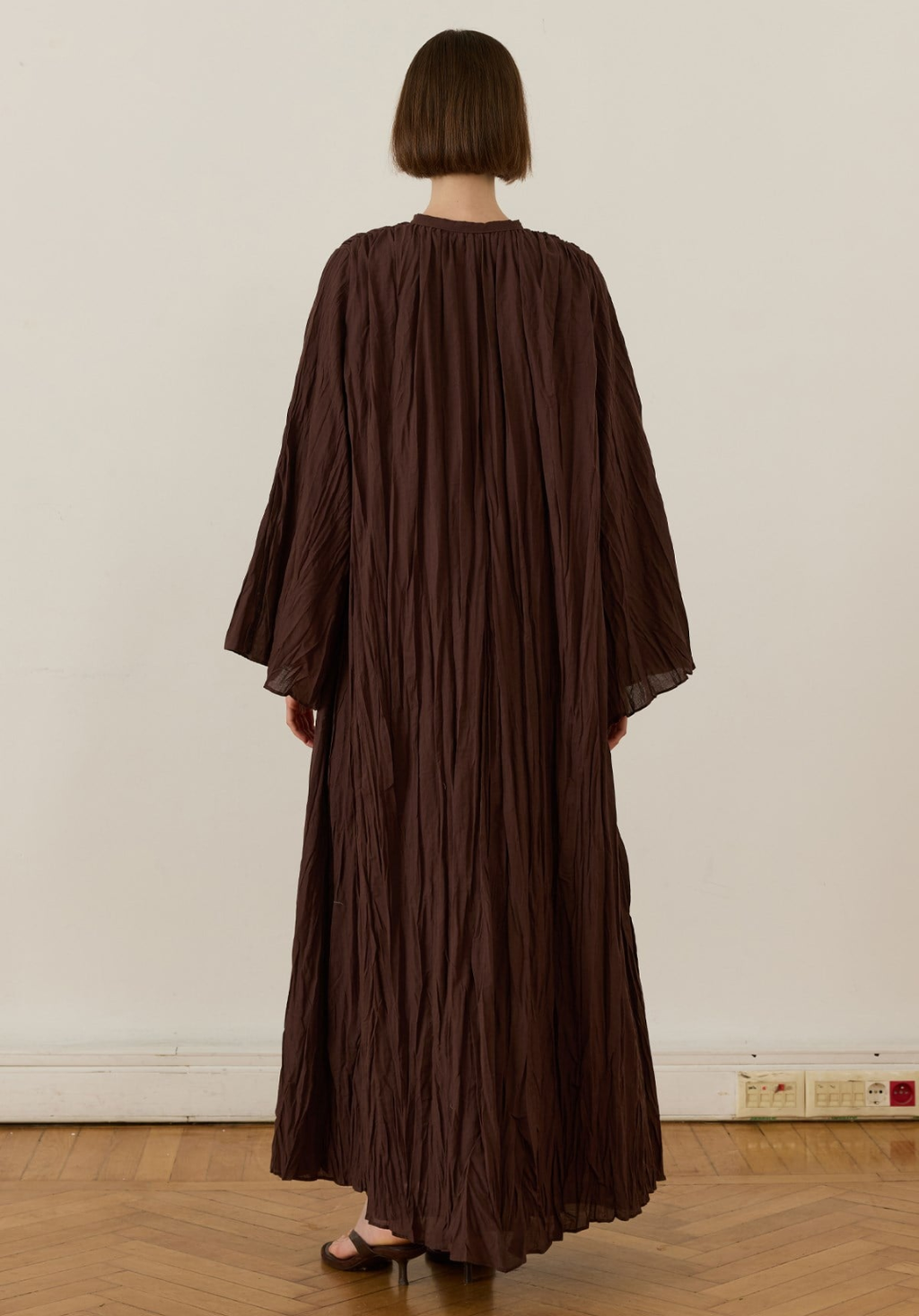 Nima Crush Voile Dress Brown