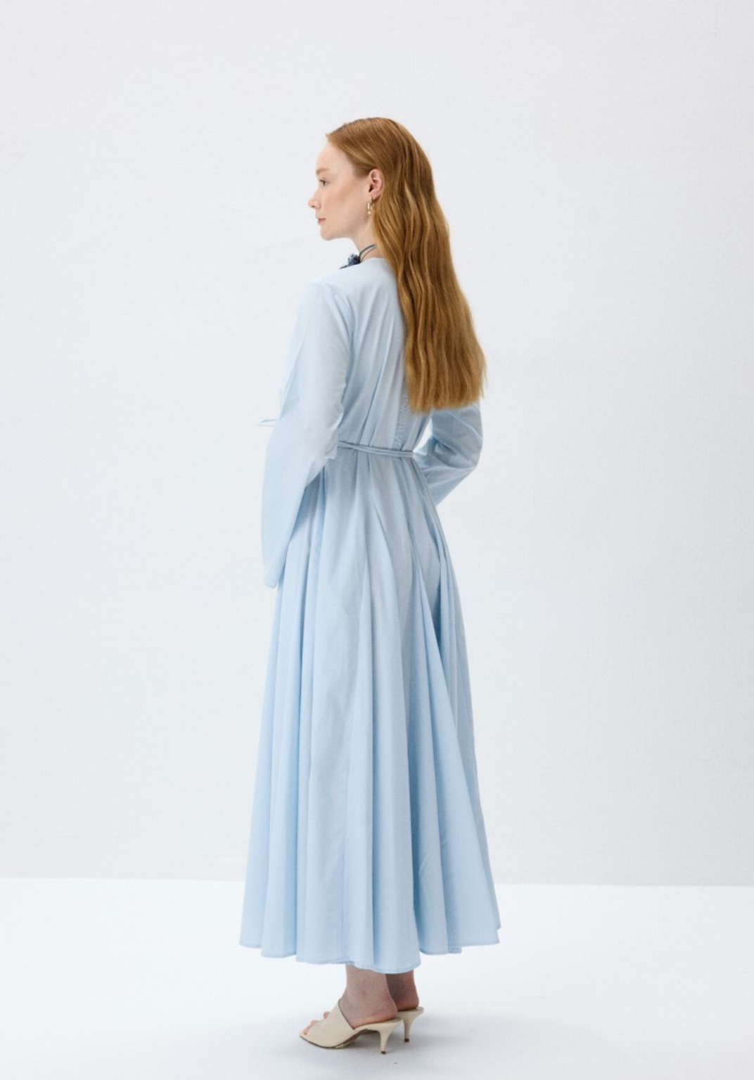 Soft Blue Fit-and-Flare Dress