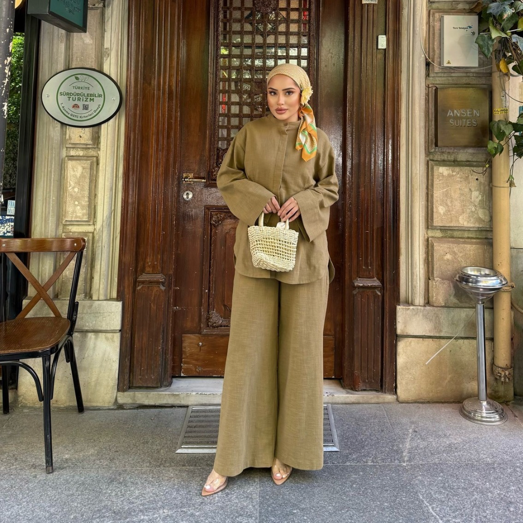 Sahil Linen Co-ord Olive Green