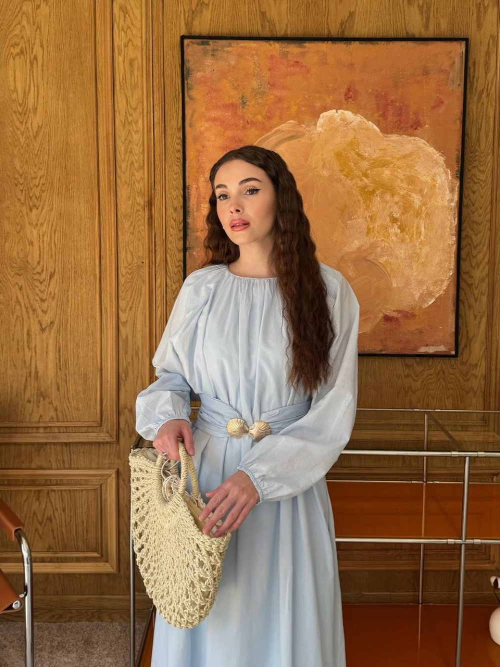 Viola Wide-Belted Buckled Dress Blue