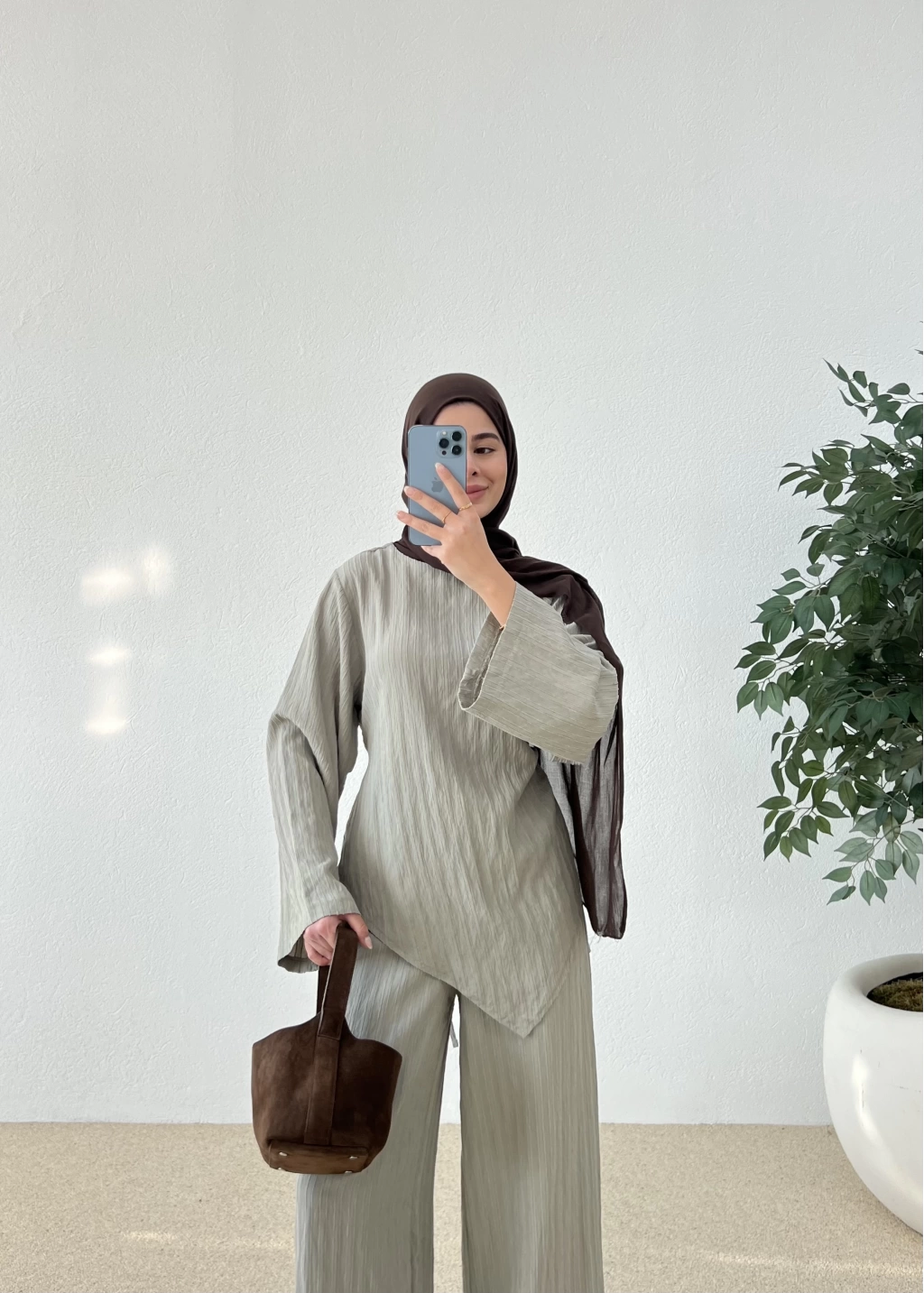 Asymmetric Striped Co-Ord Grey