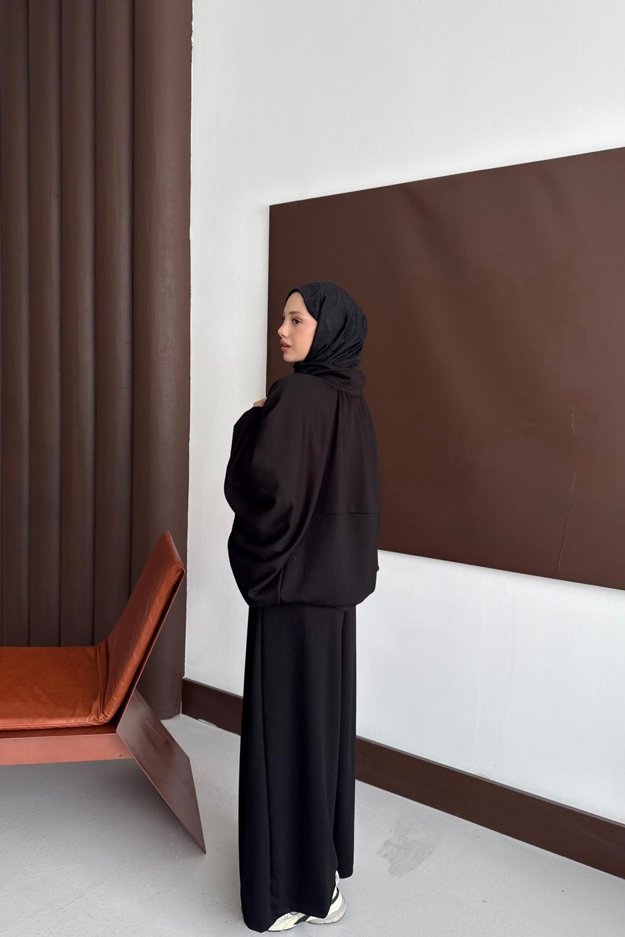 Oversized Modal Zipper Track Suit Set Black