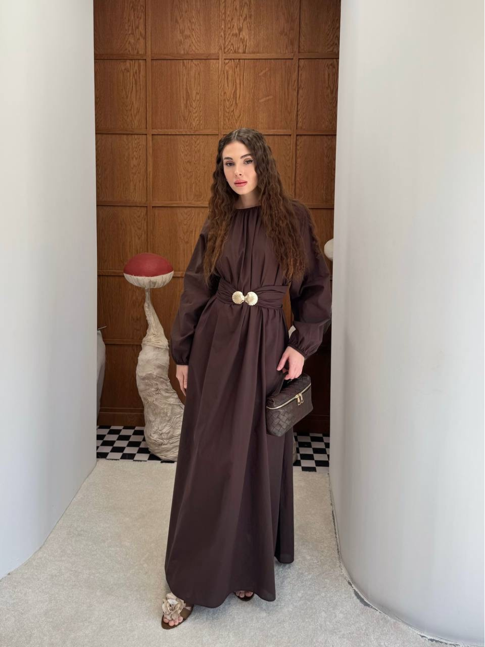 Viola Wide-Belted Buckled Dress Brown