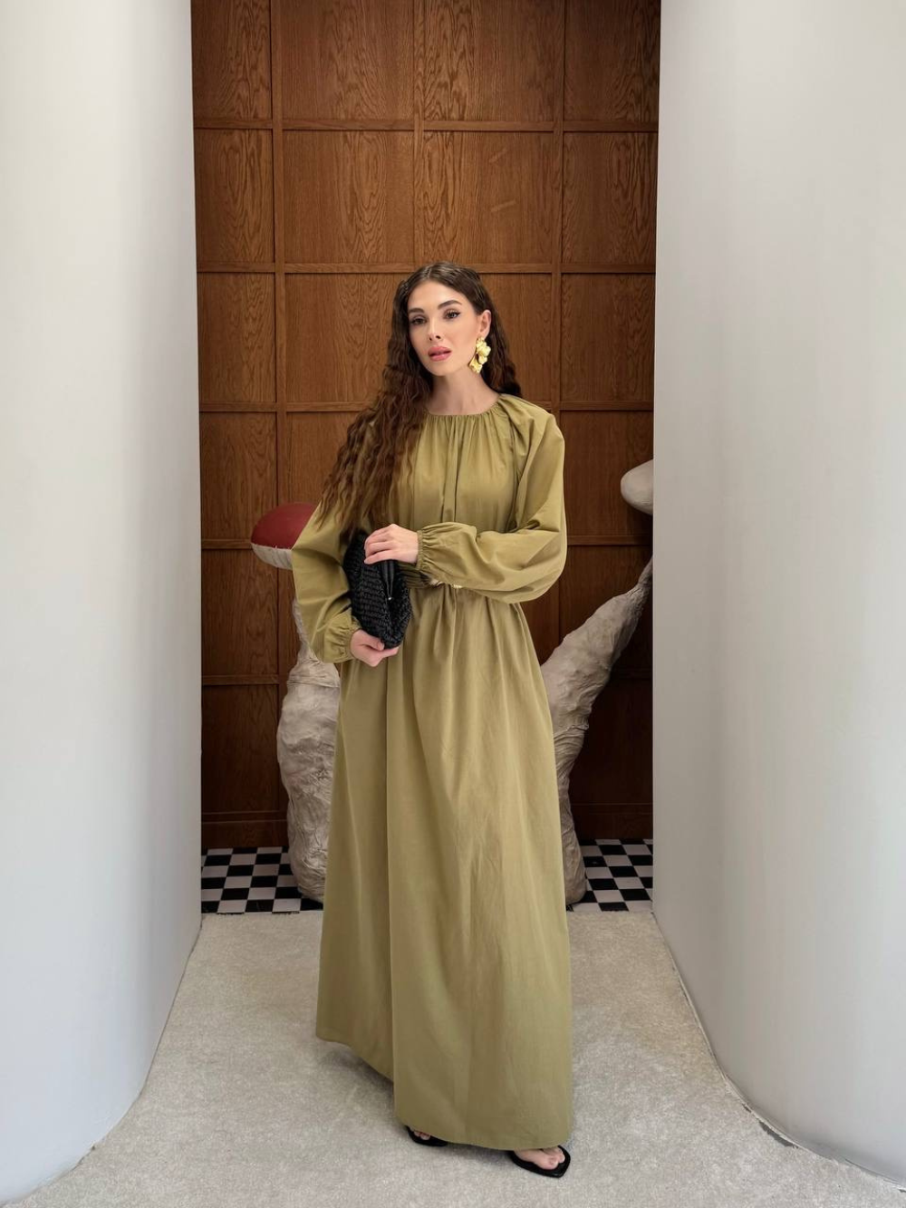 Viola Wide-Belted Buckled Dress Olive