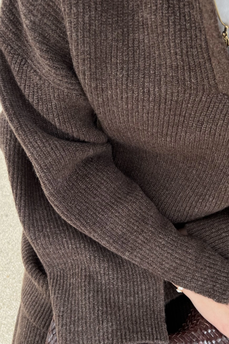 Polo Collar Knit Trouser Co-ord Brown