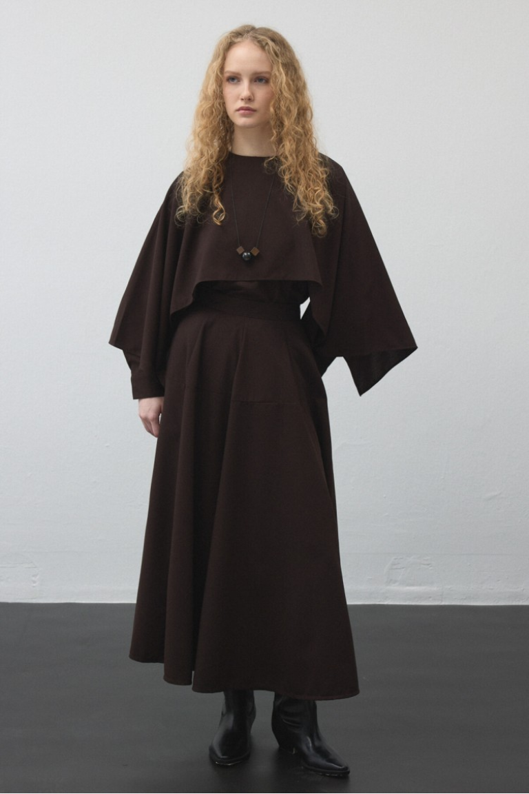 Brown Flared Circle Skirt