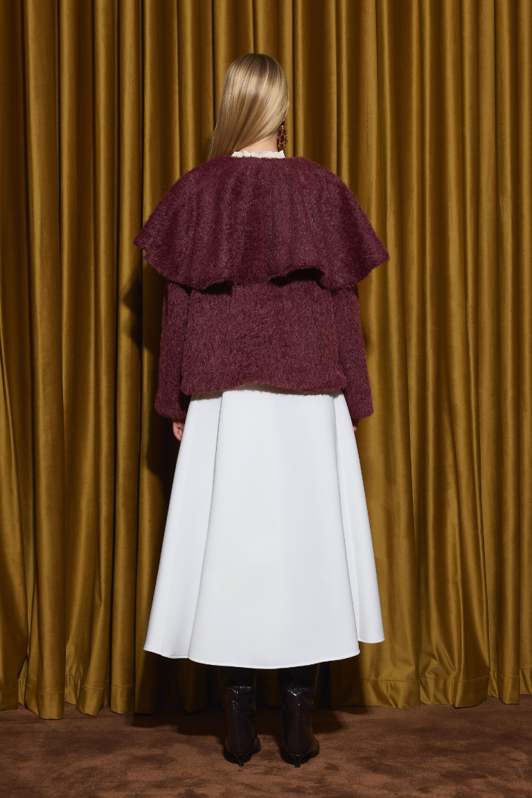 Seraphine Wide Collar Short Fur - Burgundy