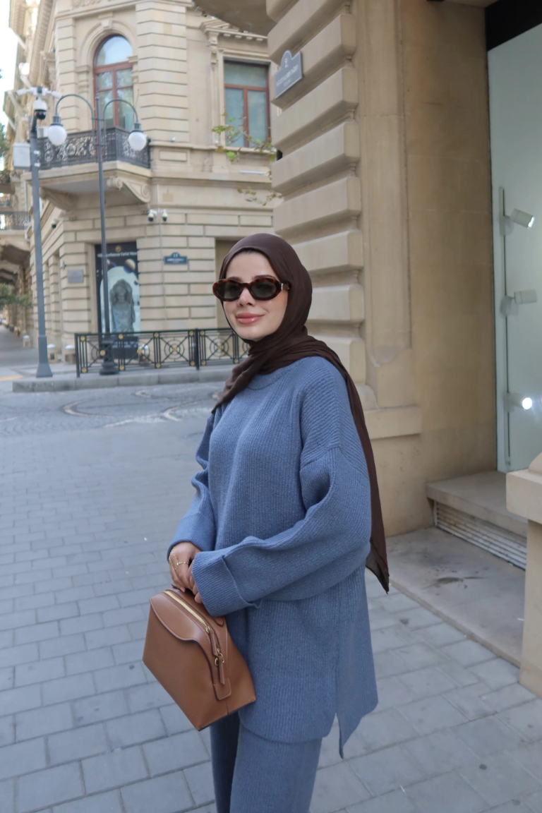 Basic Knit Trouser Co-ord Blue