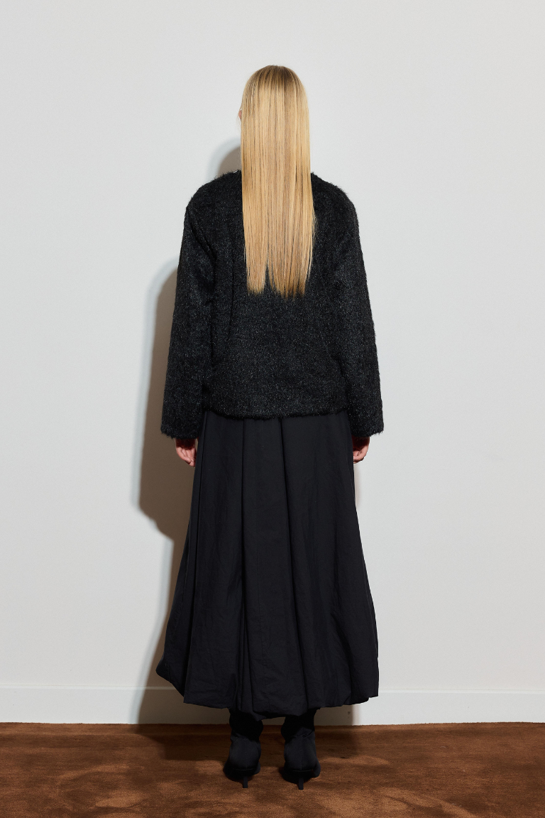 Seraphine Wide Collar Short Fur - Black