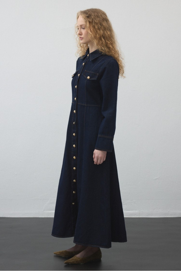 Denim Dress with Stitch Detailing