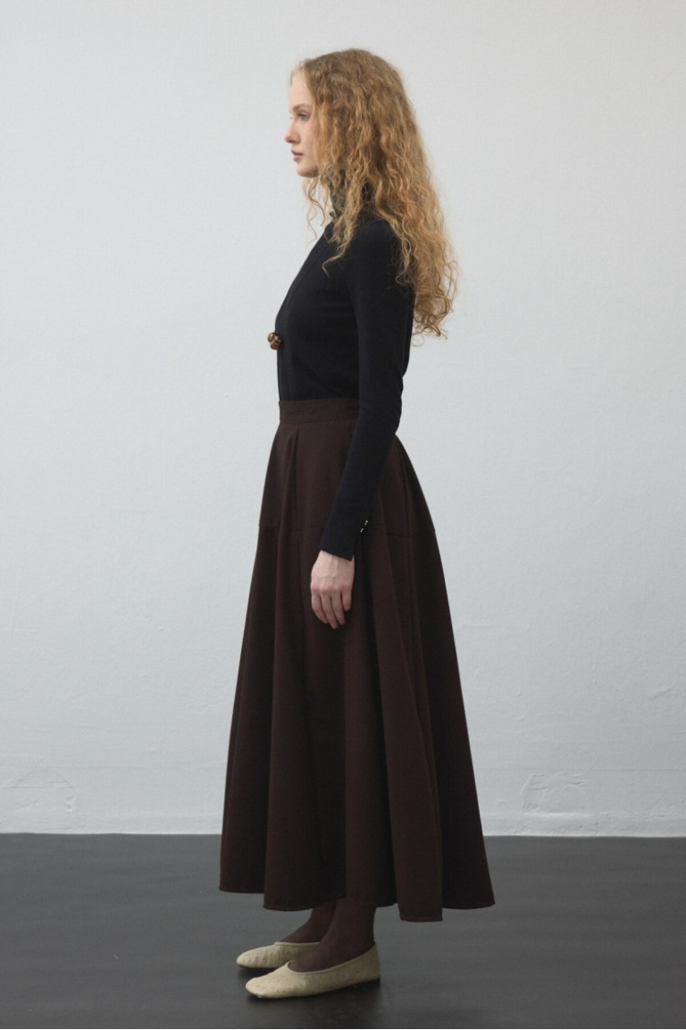 Brown Flared Circle Skirt