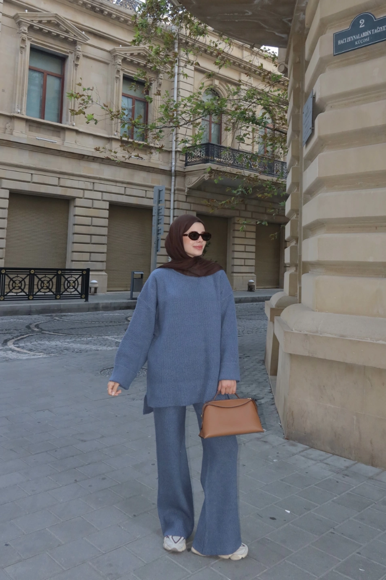 Basic Knit Trouser Co-ord Blue