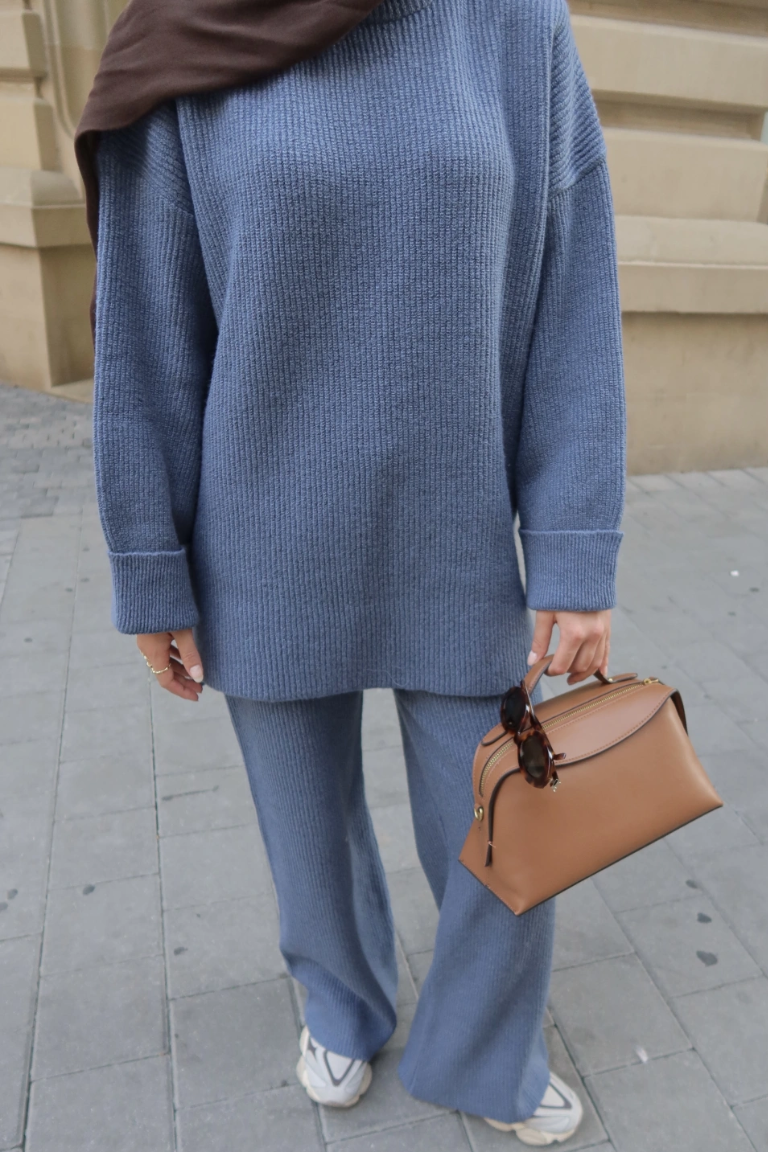 Basic Knit Trouser Co-ord Blue