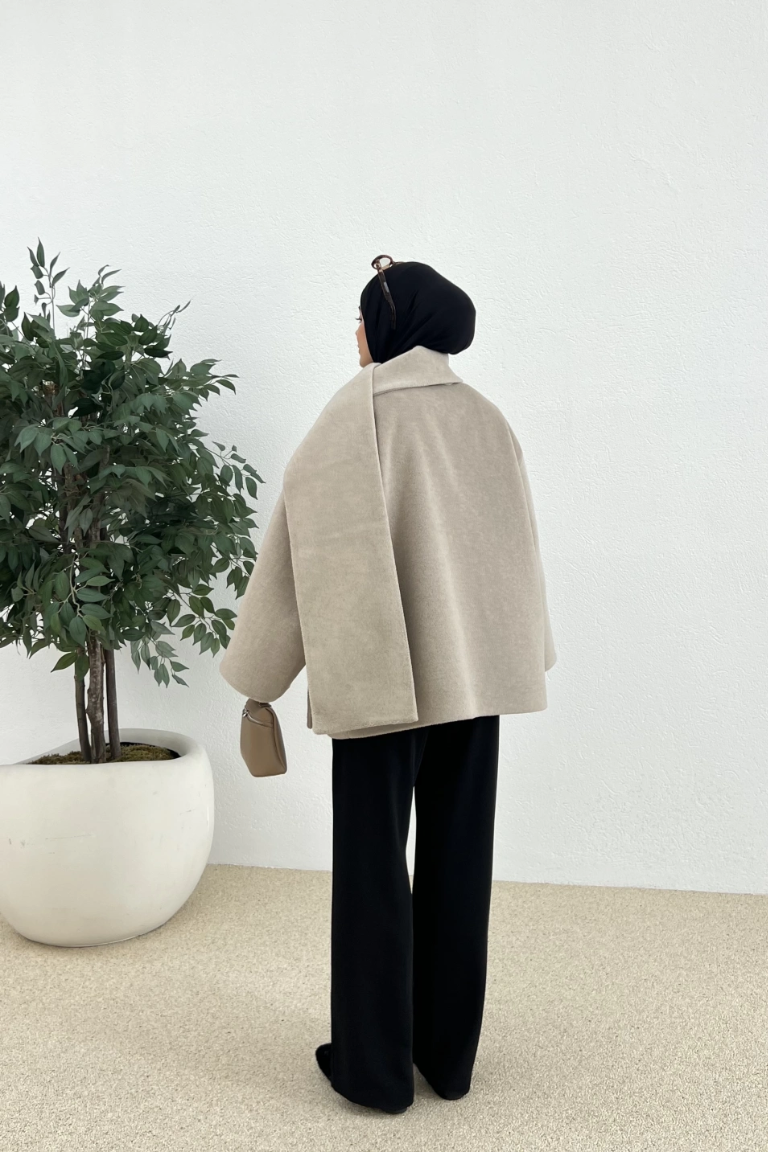 Scarf-Detail Coat Mink