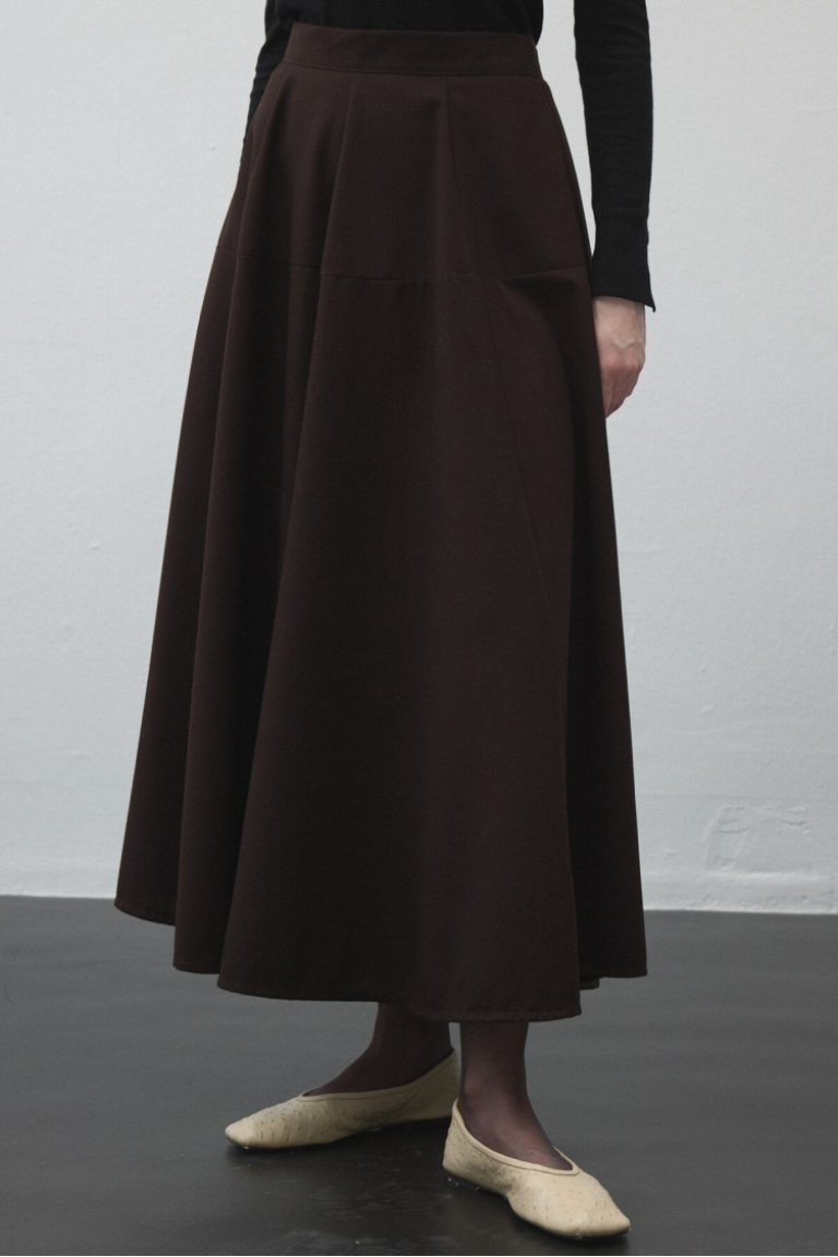 Brown Flared Circle Skirt