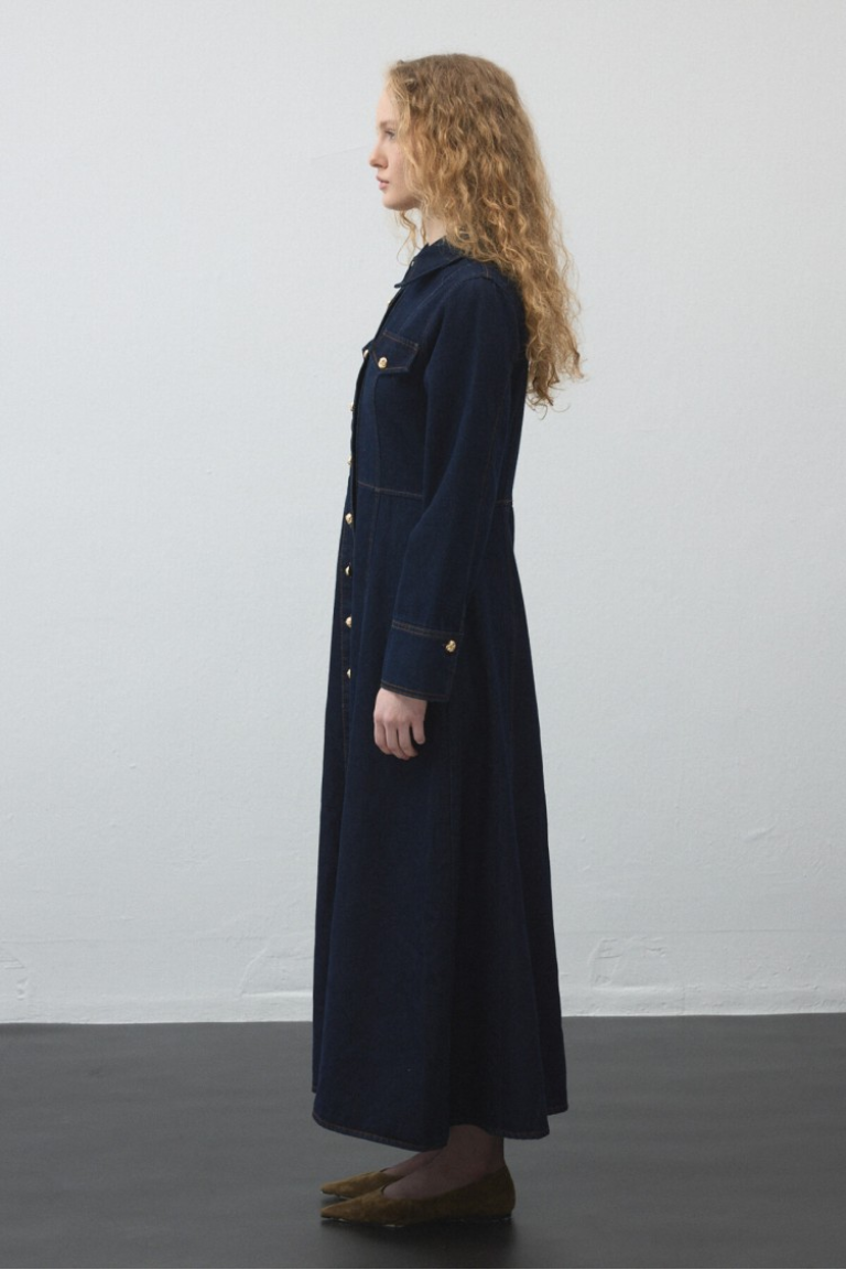 Denim Dress with Stitch Detailing