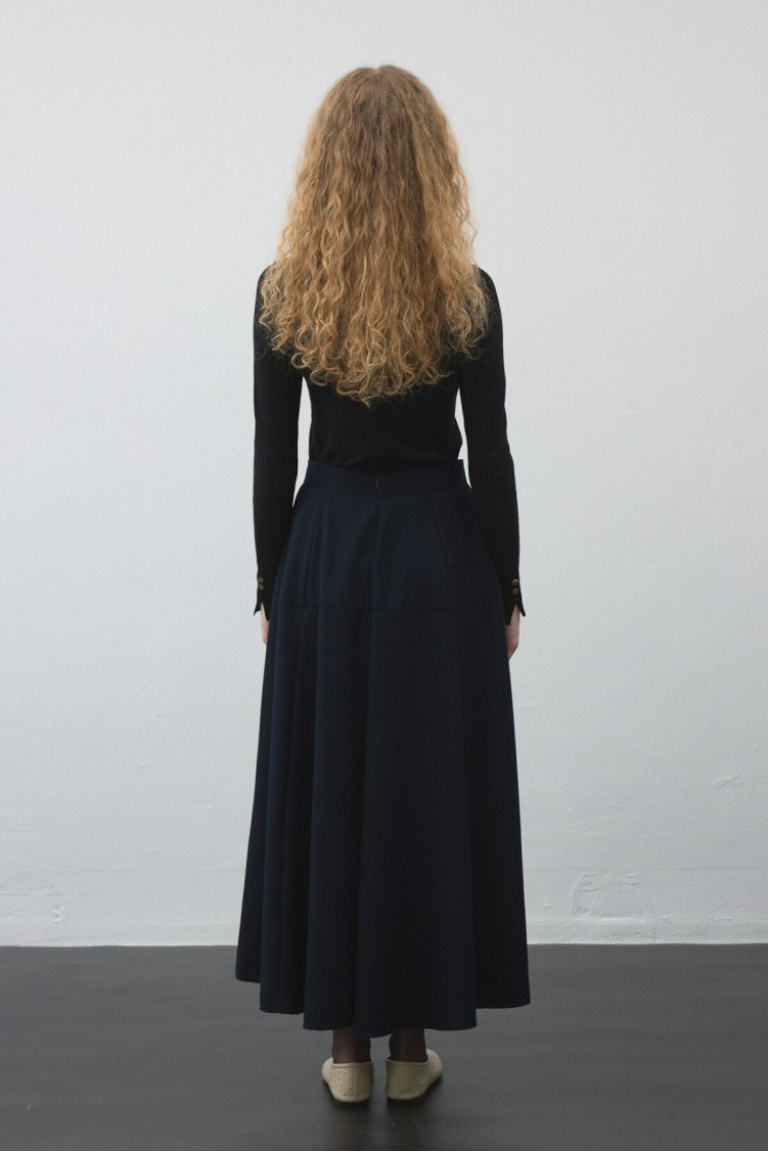 Navy Blue Flared Circle Skirt
