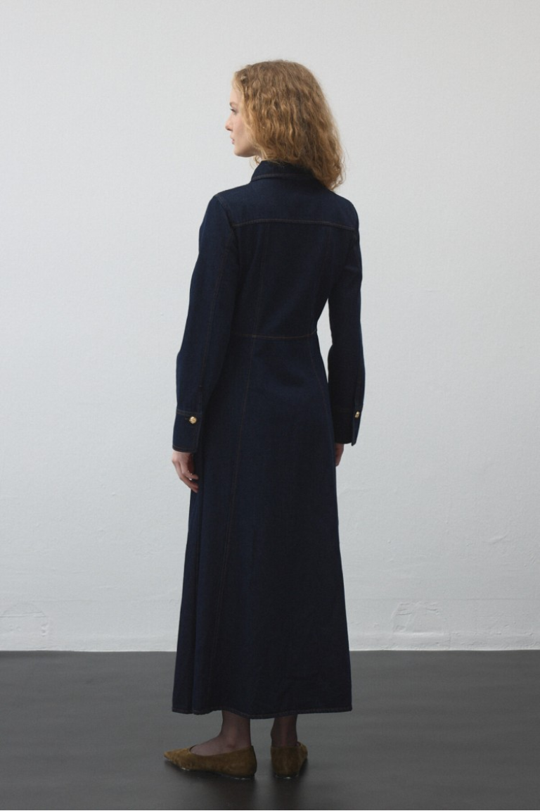 Denim Dress with Stitch Detailing