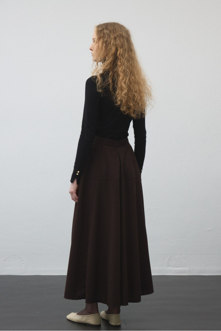 Brown Flared Circle Skirt