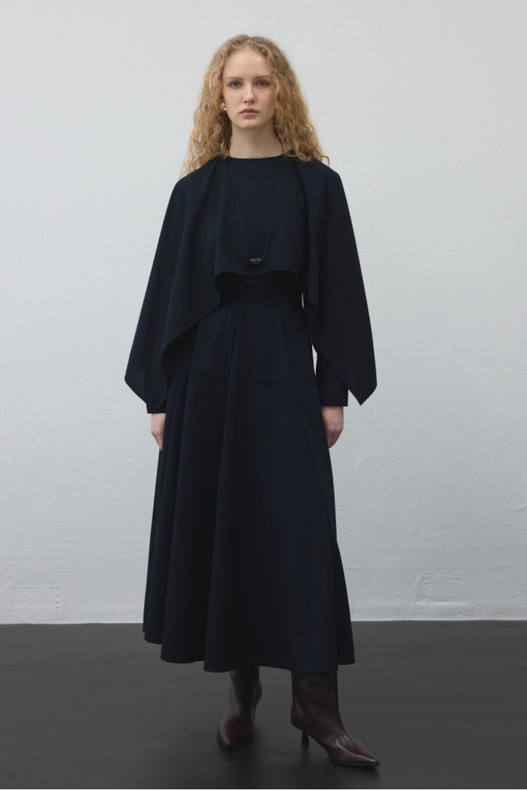 Navy Blue Flared Circle Skirt