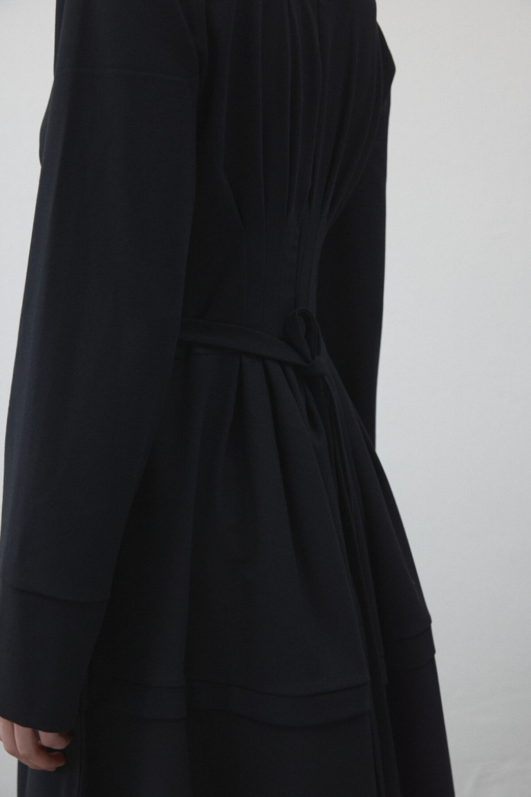 Dark Navy Pleated - Waist Dress