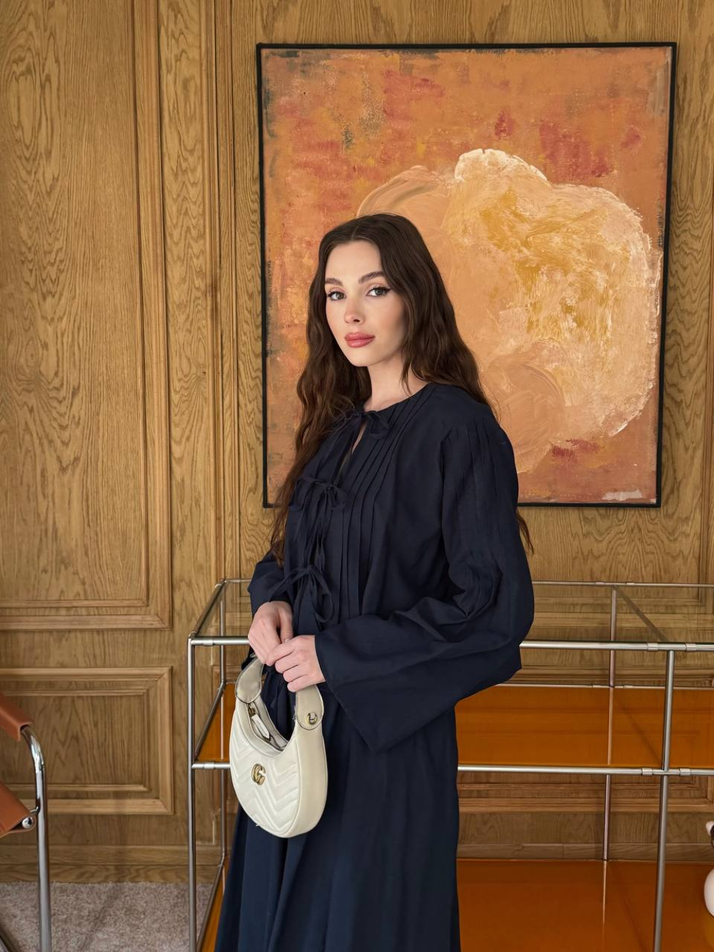 Front Tie Detail Linen Skirt Co-Ord Navy