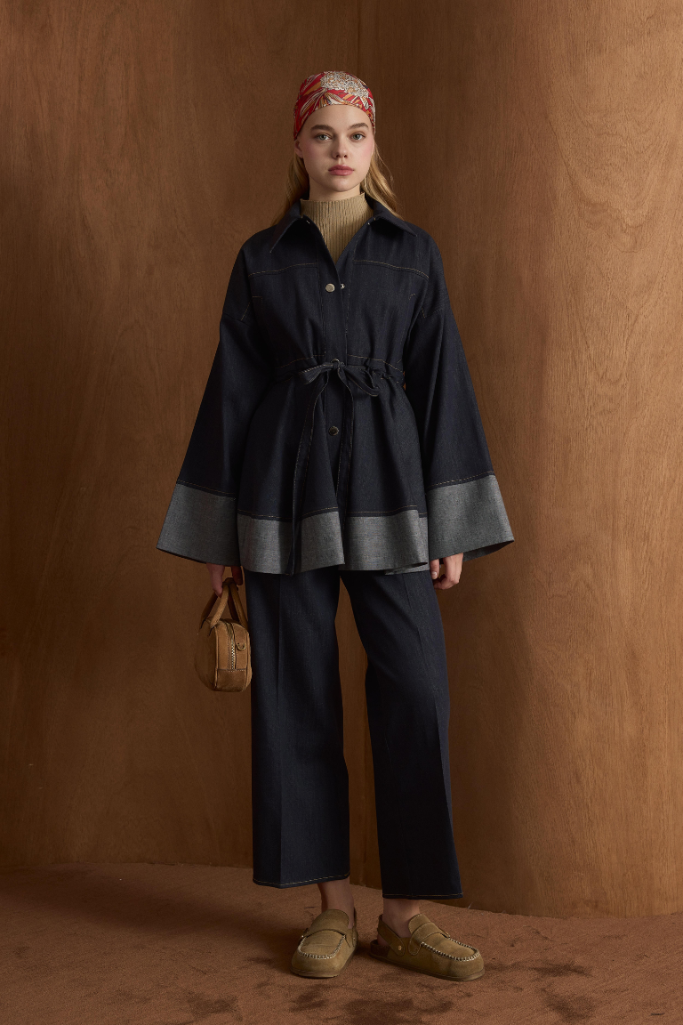 Laila Waist-Tie Trouser Co-Ord - Navy