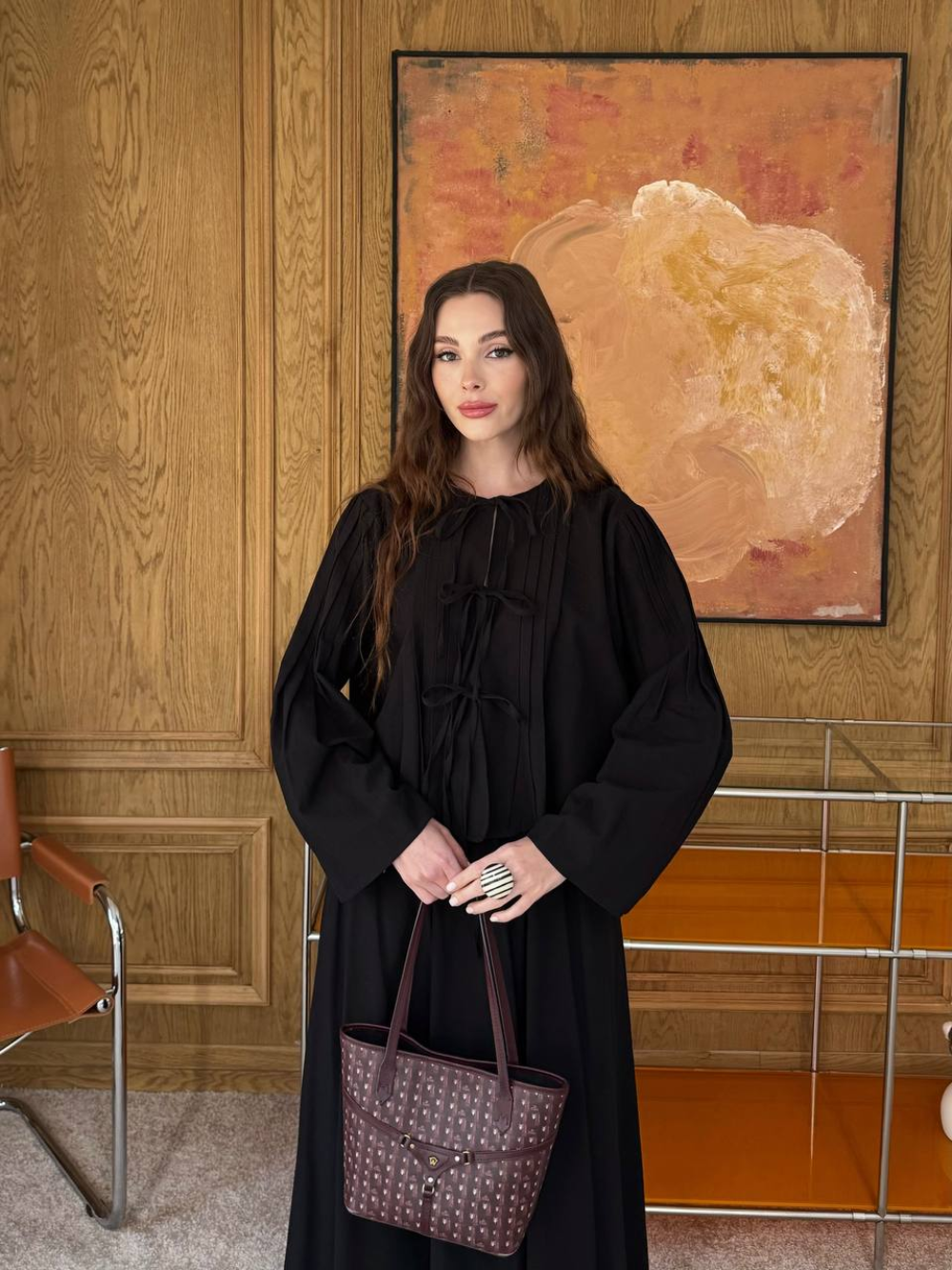 Front Tie Detail Linen Skirt Co-Ord Black