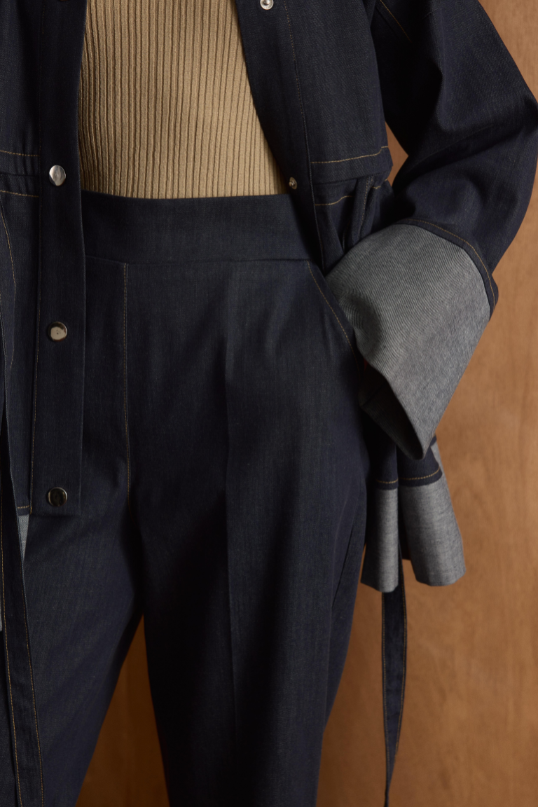 Laila Waist-Tie Trouser Co-Ord - Navy