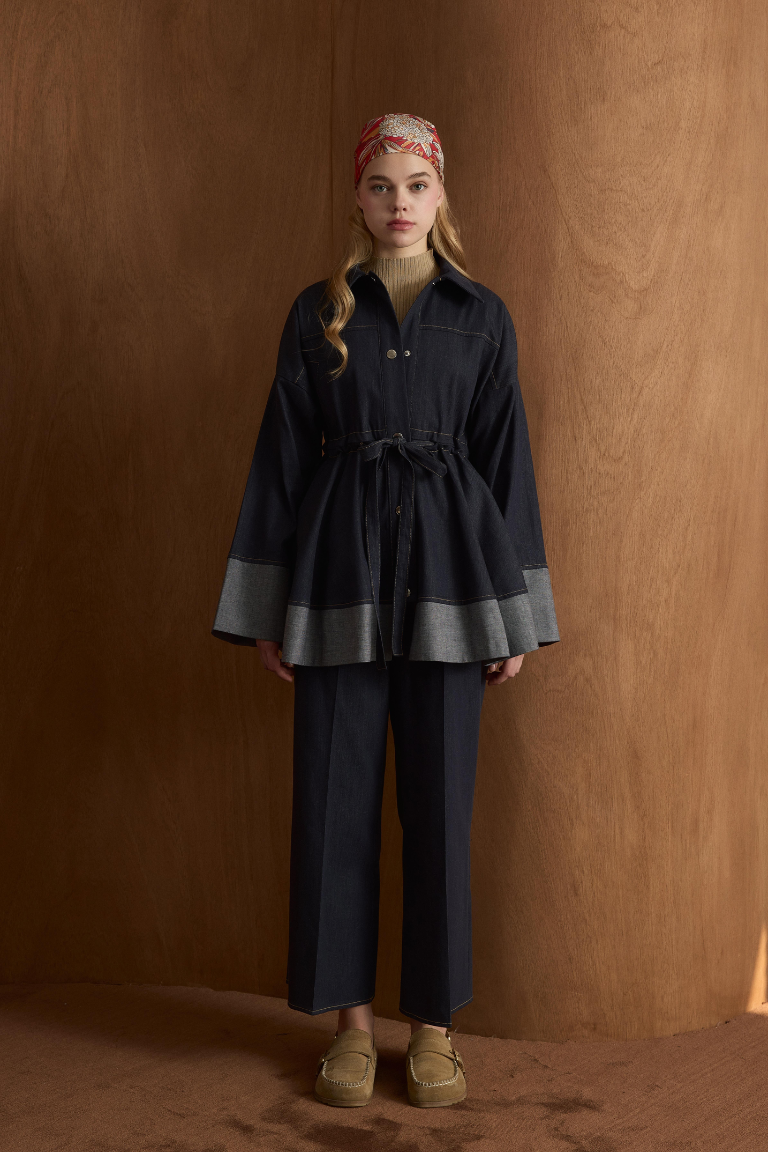 Laila Waist-Tie Trouser Co-Ord - Navy