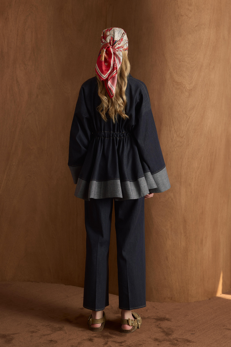 Laila Waist-Tie Trouser Co-Ord - Navy