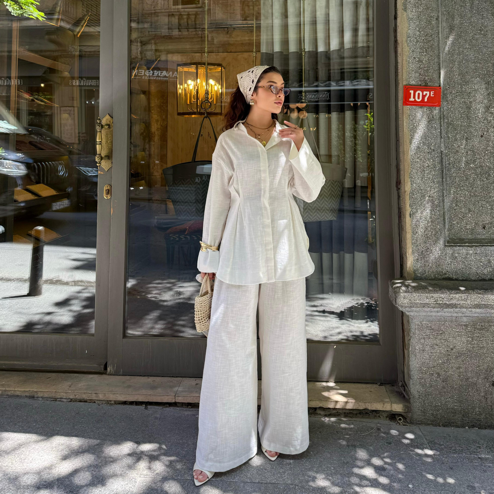 Sahil Linen Co-ord White