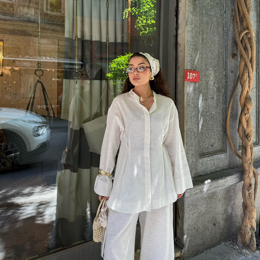 Sahil Linen Co-ord White