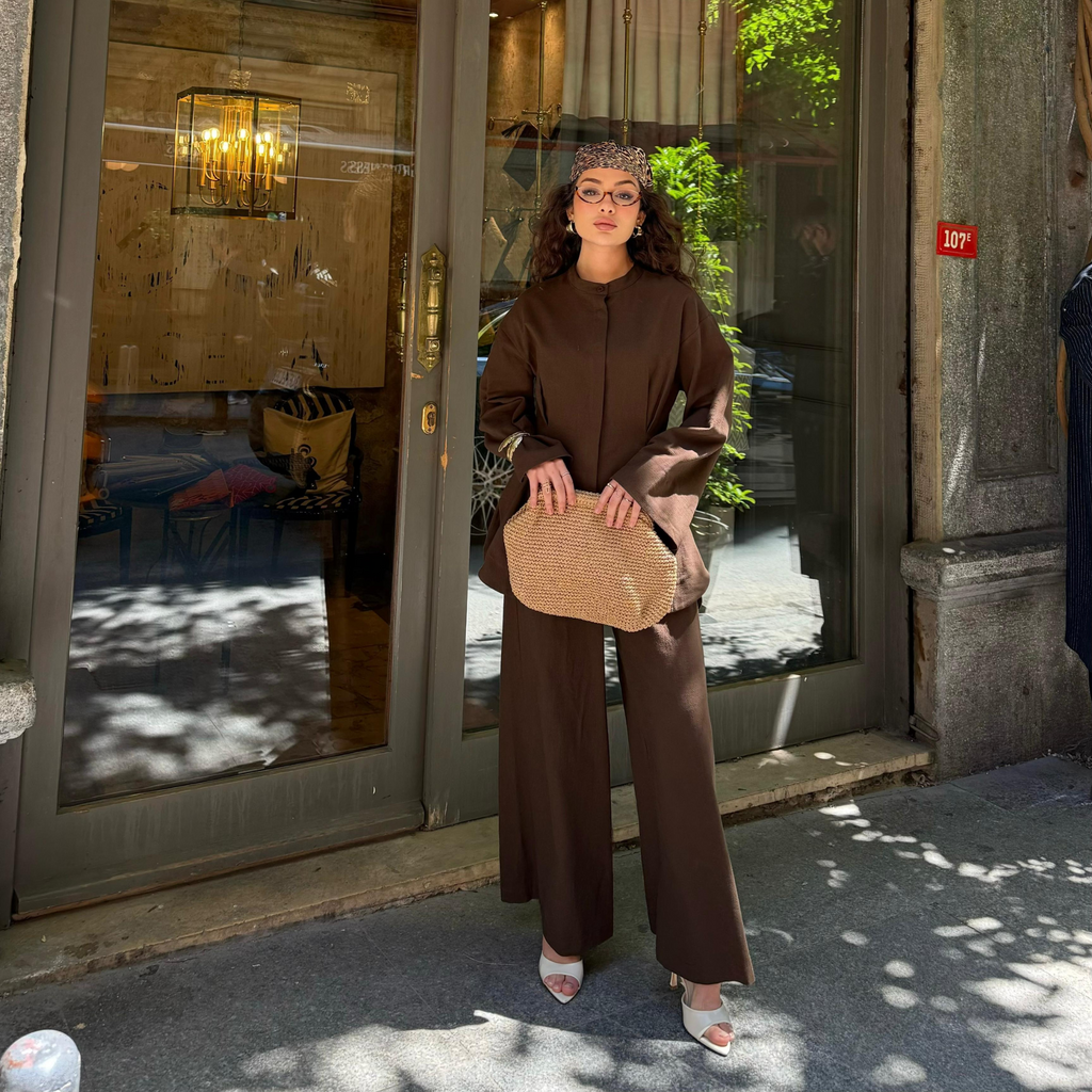 Sahil Linen Co-ord Brown