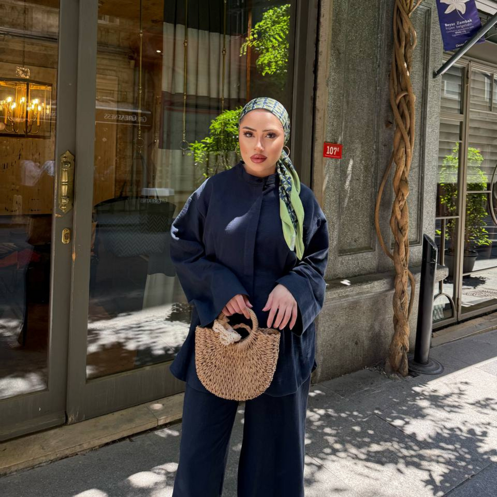 Sahil Linen Co-ord Navy