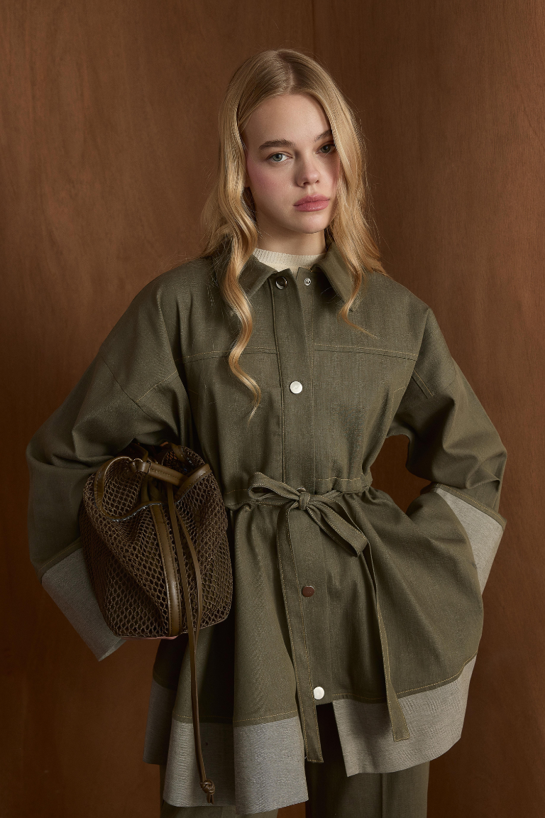 Laila Waist-Tie Trouser Co-Ord - Khaki