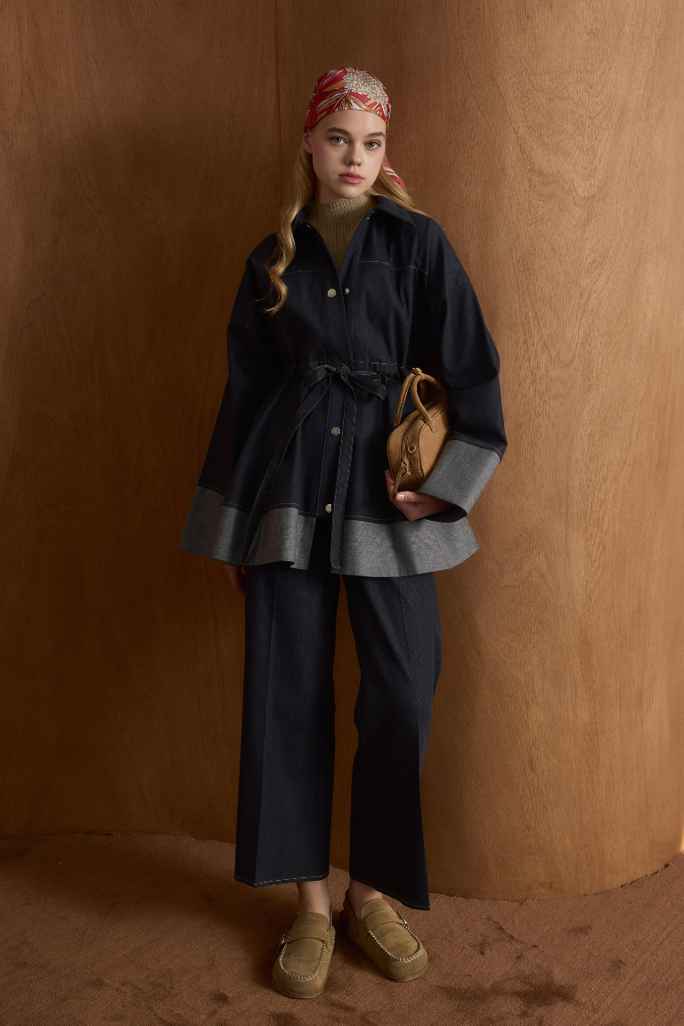 Laila Waist-Tie Trouser Co-Ord - Navy