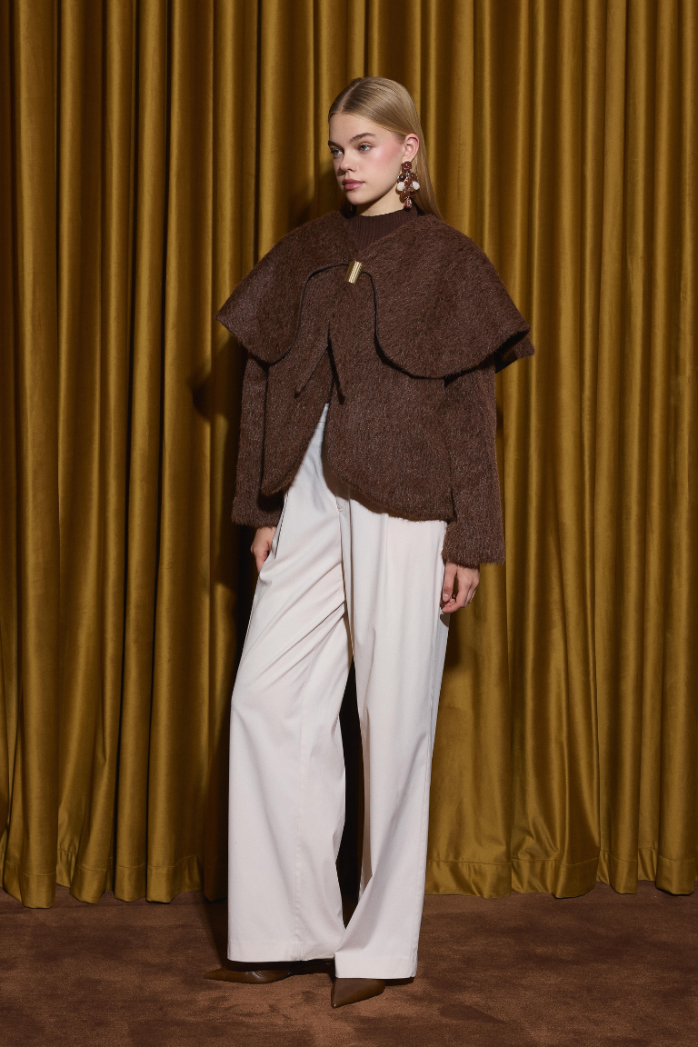 Seraphine Wide Collar Short Fur - Brown