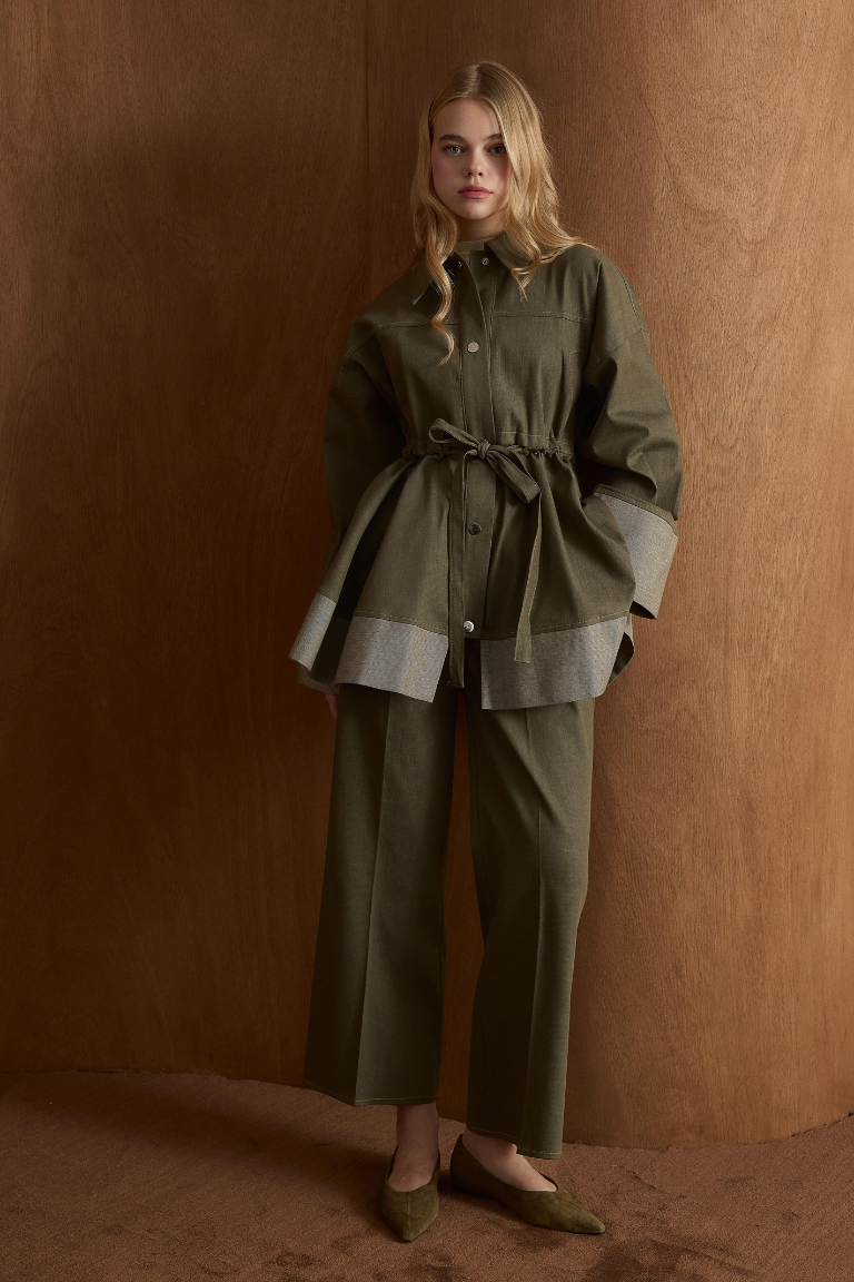 Laila Waist-Tie Trouser Co-Ord - Khaki