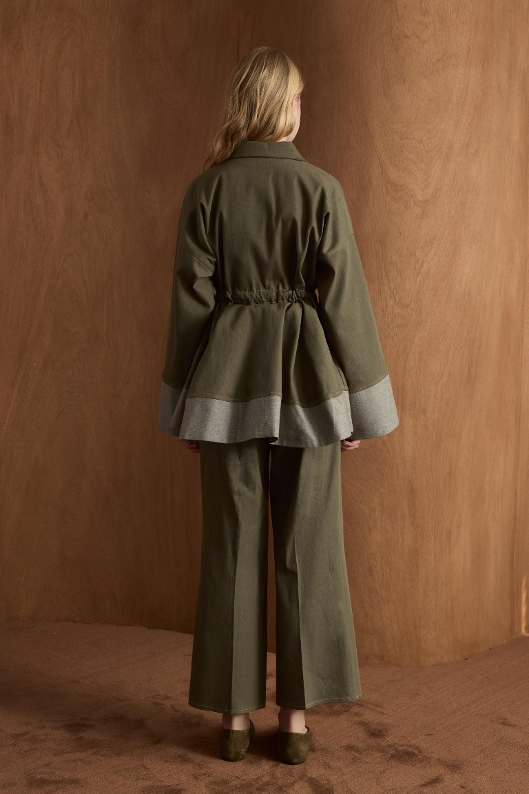 Laila Waist-Tie Trouser Co-Ord - Khaki