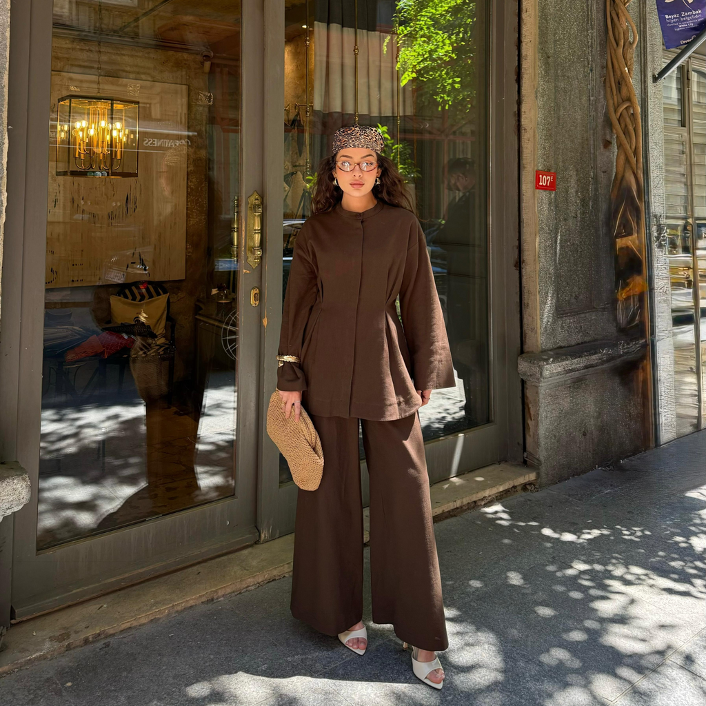 Sahil Linen Co-ord Brown