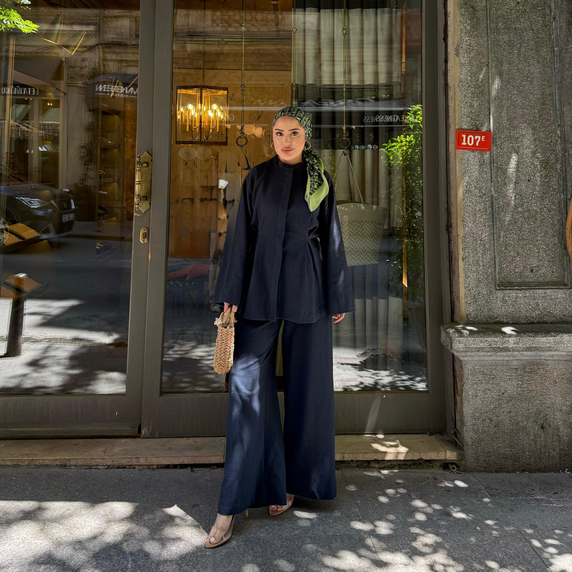 Sahil Linen Co-ord Navy