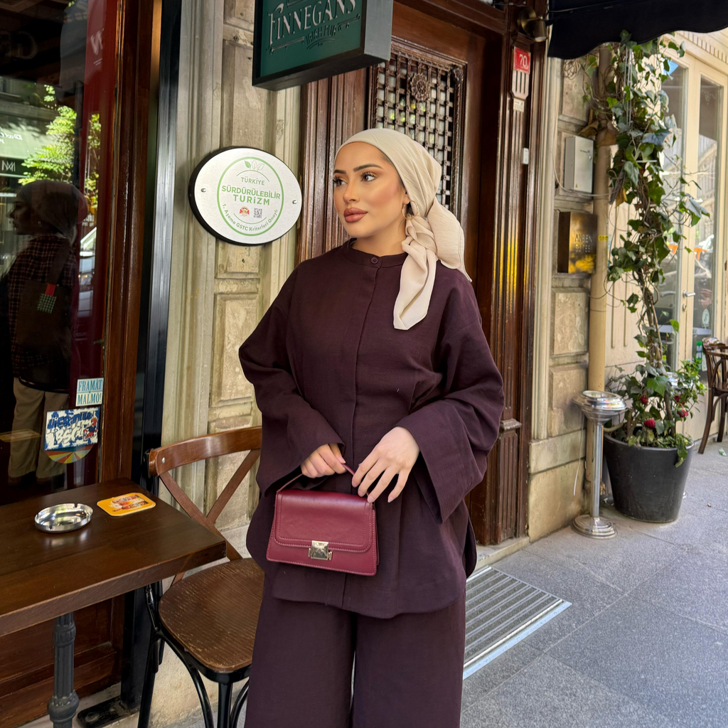 Sahil Linen Co-ord Plum
