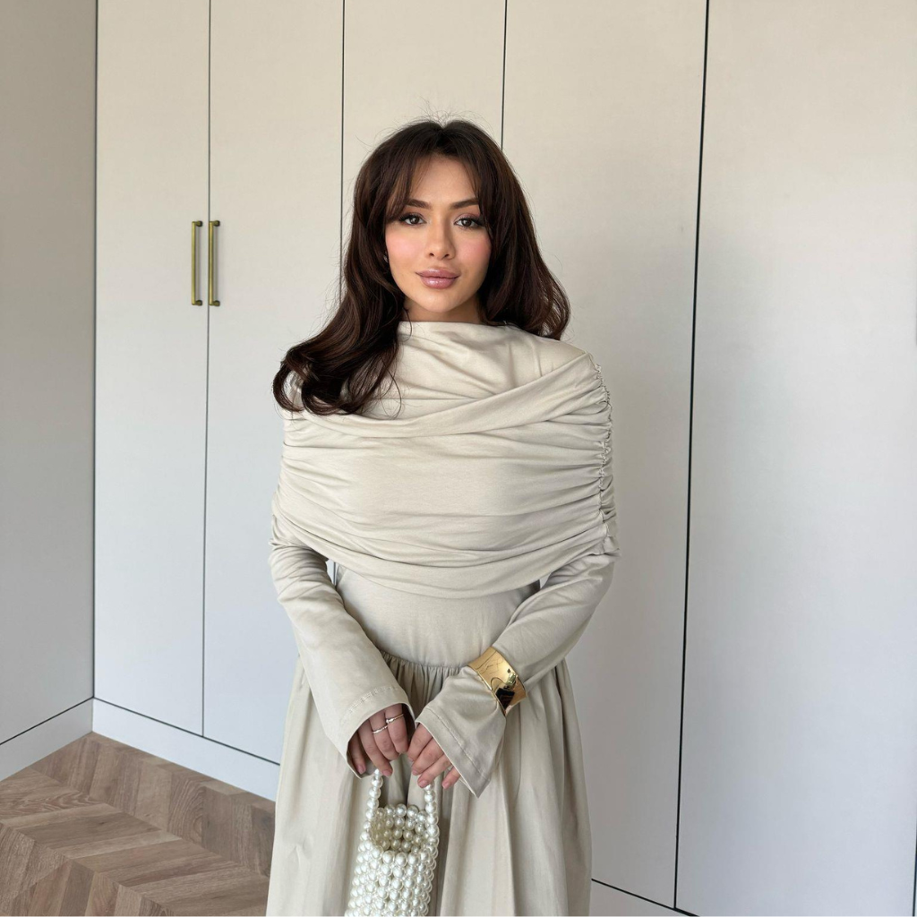 Hanna Dress with Collar Detail off-white