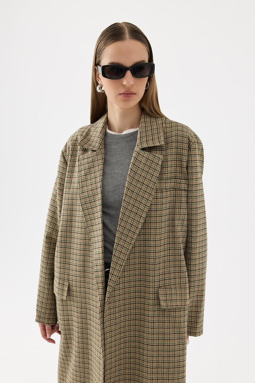 City Lightweight Plaid Coat